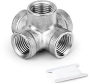 Fitting a croce 1/2" BSP 5 vie - Acciaio inox - Resistente alla corrosione - Per tubi acqua/aria - Flessibile e regolabile - Fitting a tubo con vite a passo variabile