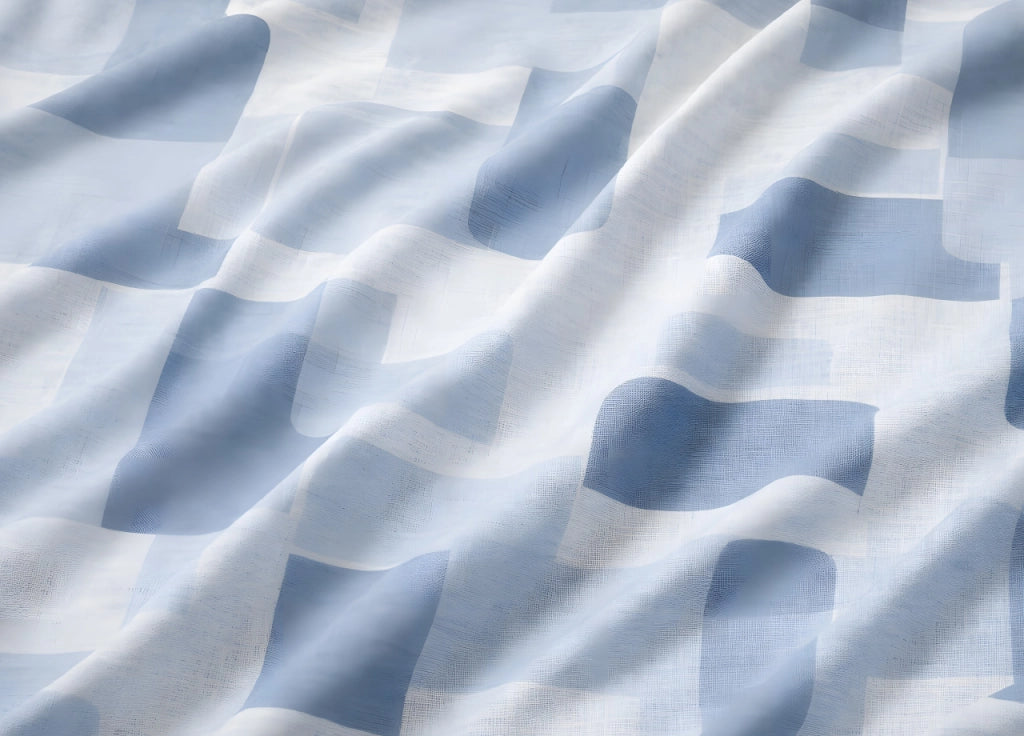 Completo Lenzuola Letto In 100% Cotone Made Italy Disegno Brick - Maxi - Azzurro
