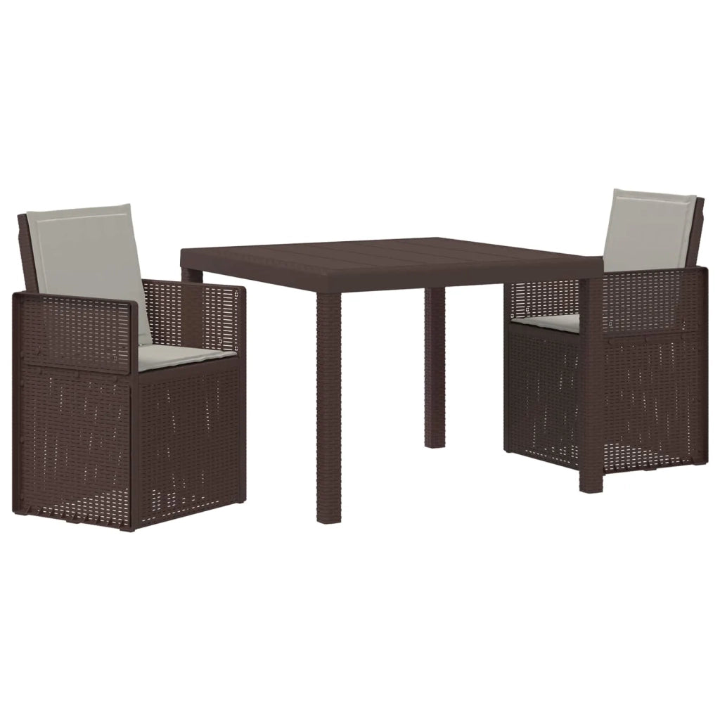 Set da Pranzo per Giardino 3 pcs Marrone e Grigio Chiaro PP 3430046