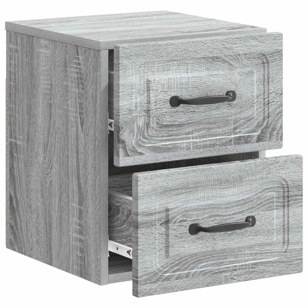 Mobiletto da notte a muro 2 pz Grigio Sonoma 34,5 x 33 x 40 cm 899328
