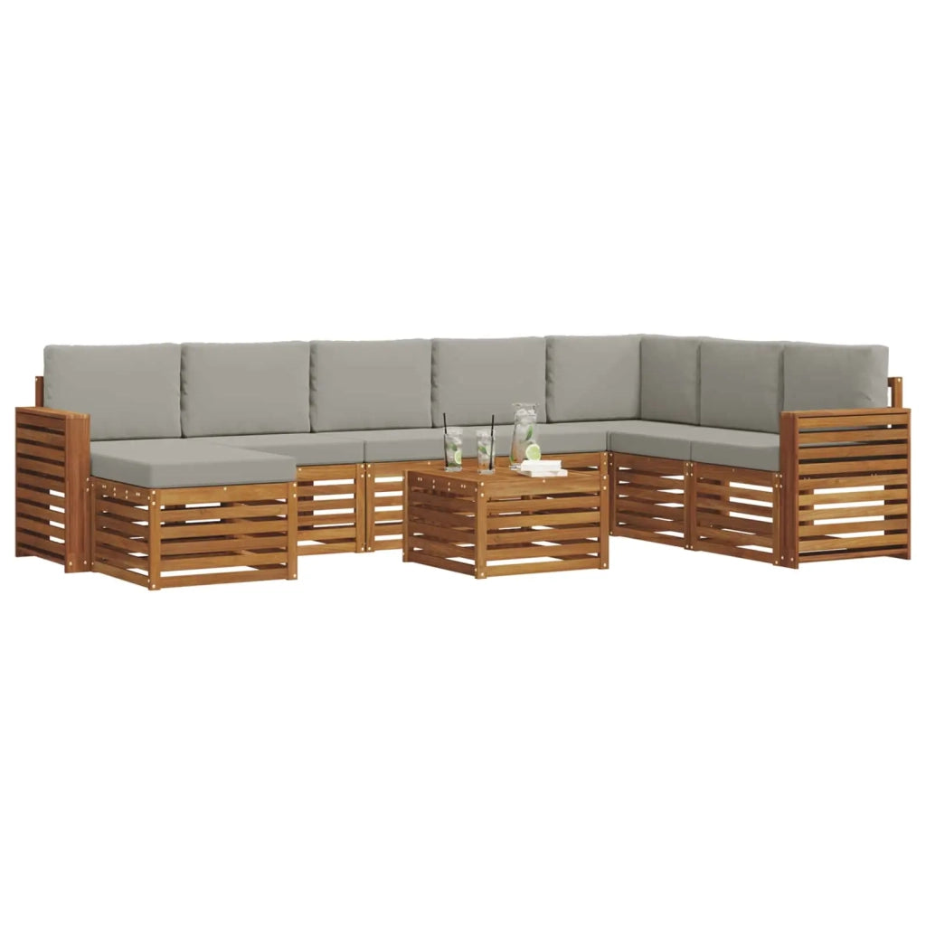 Set divano sezionale con cuscino 9 pcs Grigio Naturale e Chiaro 3375336