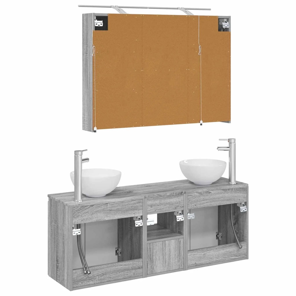 Set di Armadi da Bagno 4 pz Sonoma grigio Legno ingegnerizzato 3406340