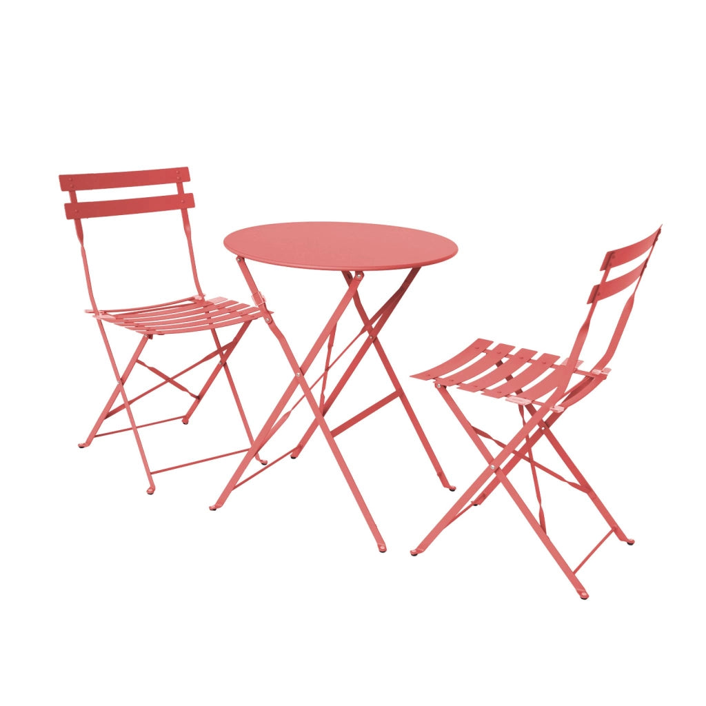 Set tavolo da giardino bistrot pieghevole in acciaio con 2 sedie,