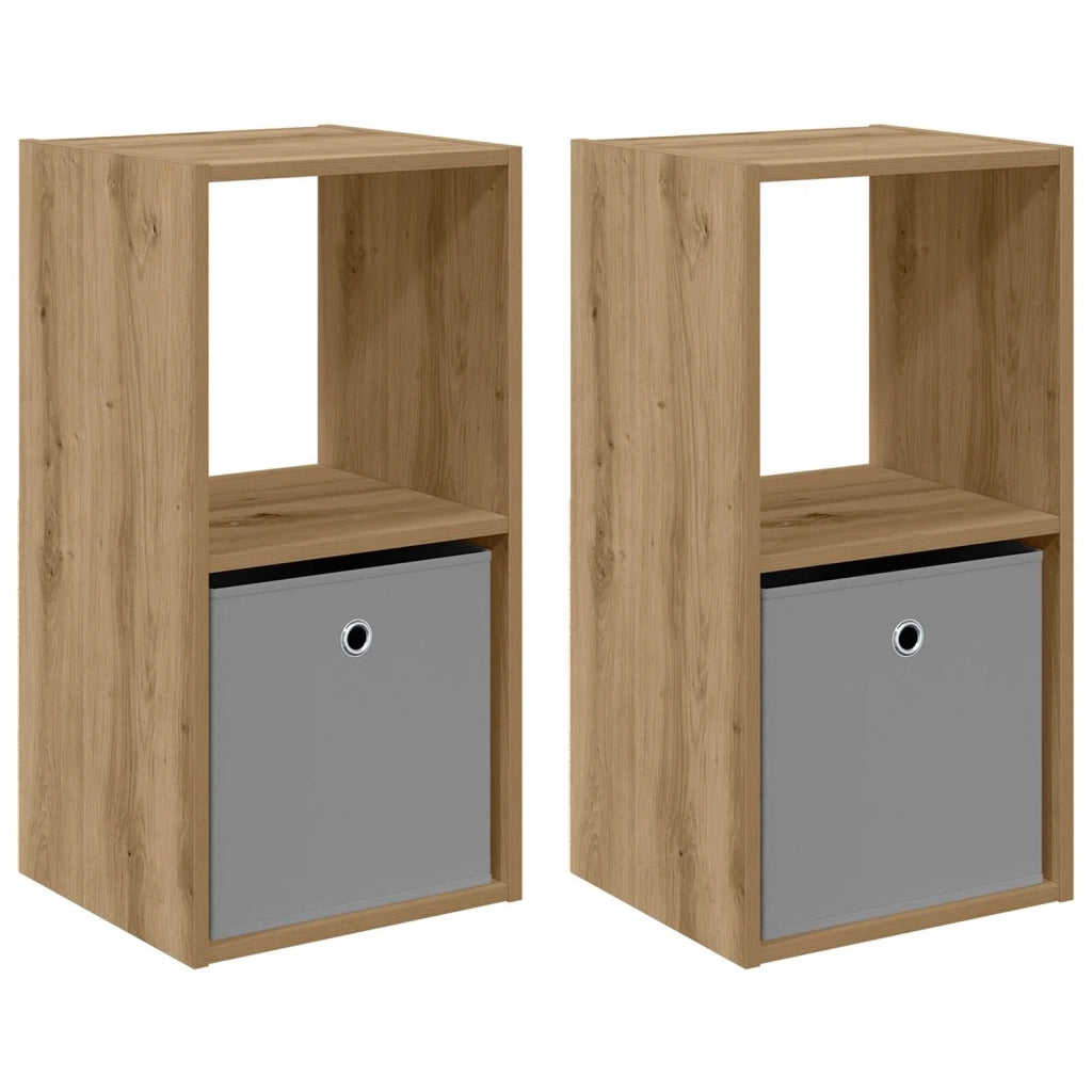 Set di 2 Comodini | Armadio da Notte | Mobiletto da notte Rovere artigianale 35 x 32 x 68,5 cm