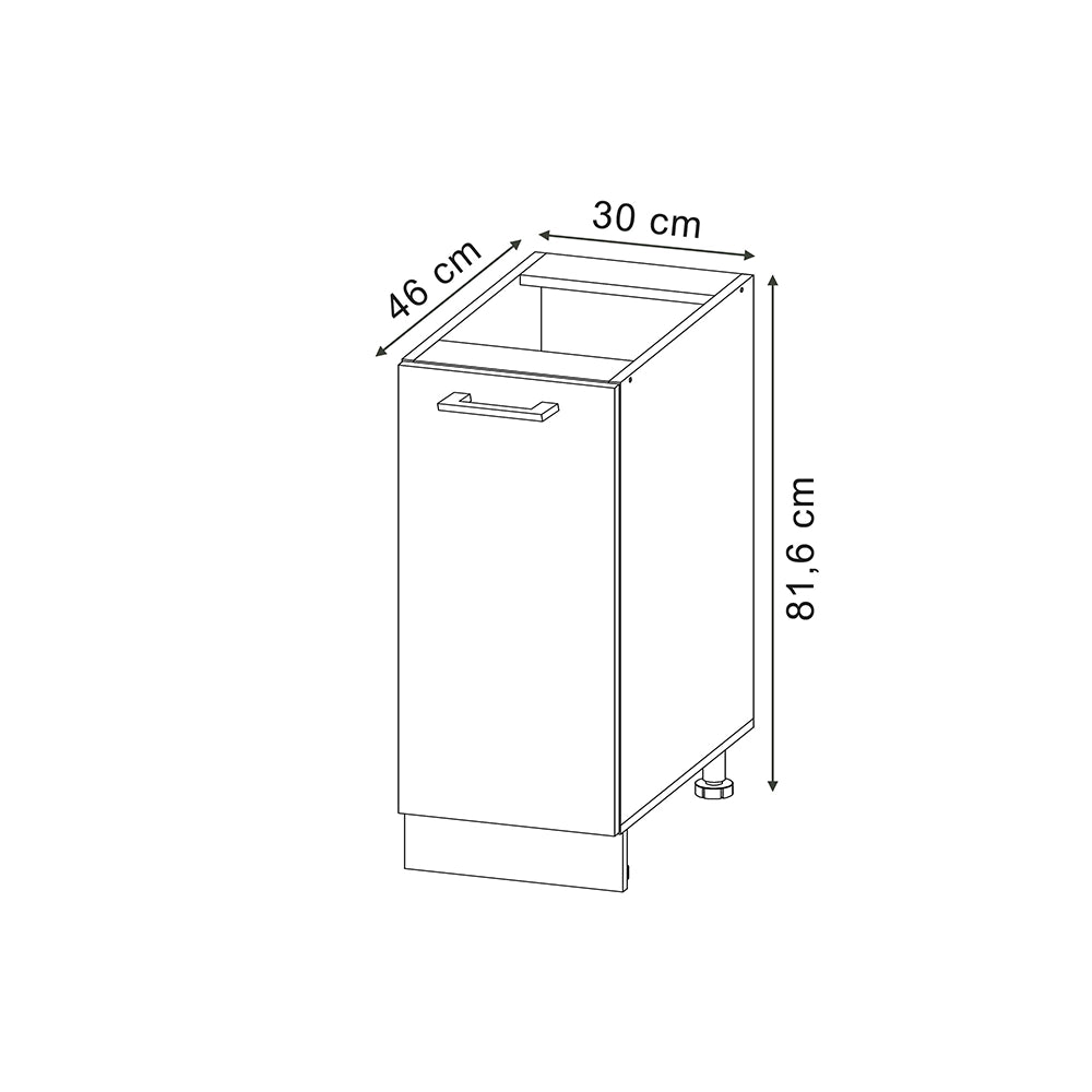 Armadio cucina dispensa alto R-Line Rovere artigianale/Rovere dorato 30 cm PL Marmo Vicco