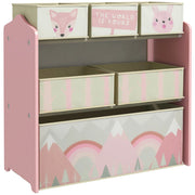 Libreria per bambini con 6 cesti estraibili ¨C zephmum ¨C rosa 63x30x66 cm