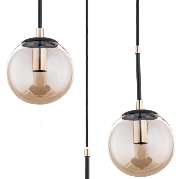 Lampadario Alfa Sebia moderno nero/ambra E14 3 luci