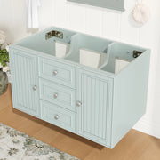 Mobile per lavabo singolo sospeso con cassetti; vano laterale e maniglie in metallo in MDF verde 78.5 × 46 × 46.8 cm