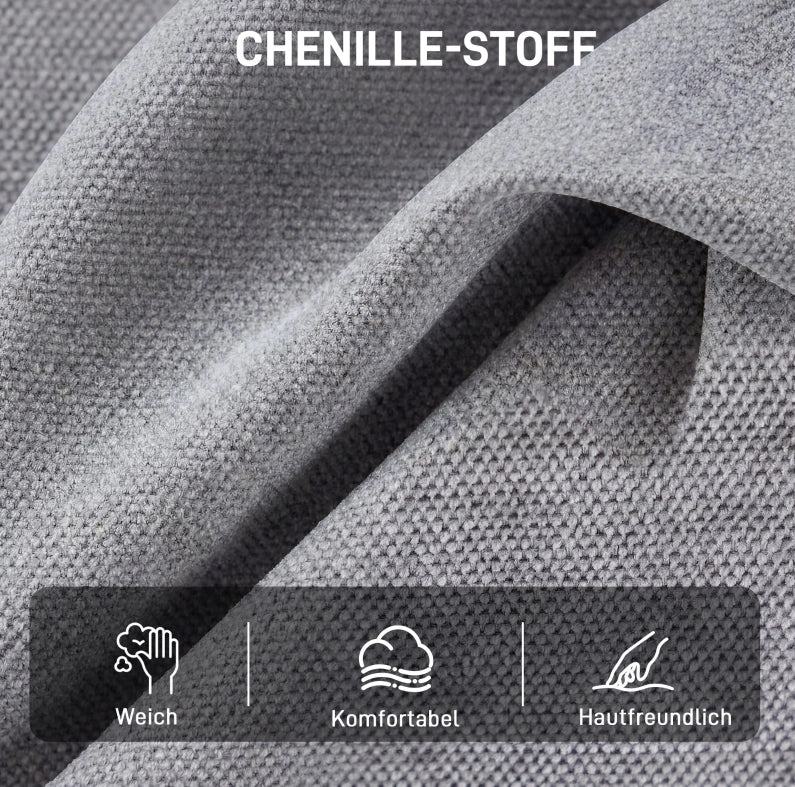 Poltrona Girevole con Rivestimento in Chenille, Seduta Larga 70 cm e Gambe in Metallo, Grigio Chiaro