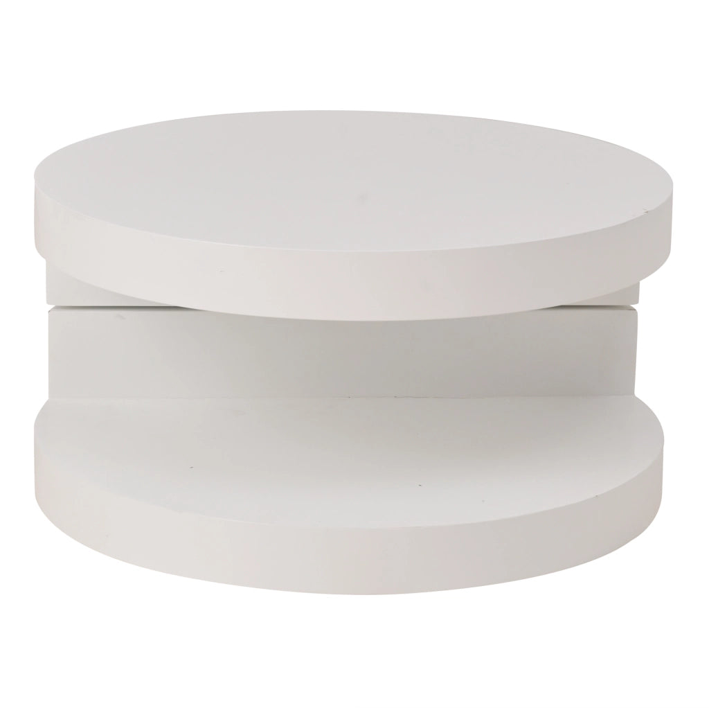 Tavolino da caff¨¨ rotondo ? 70 cm girevole a 360¡ã con LED in MDF bianco