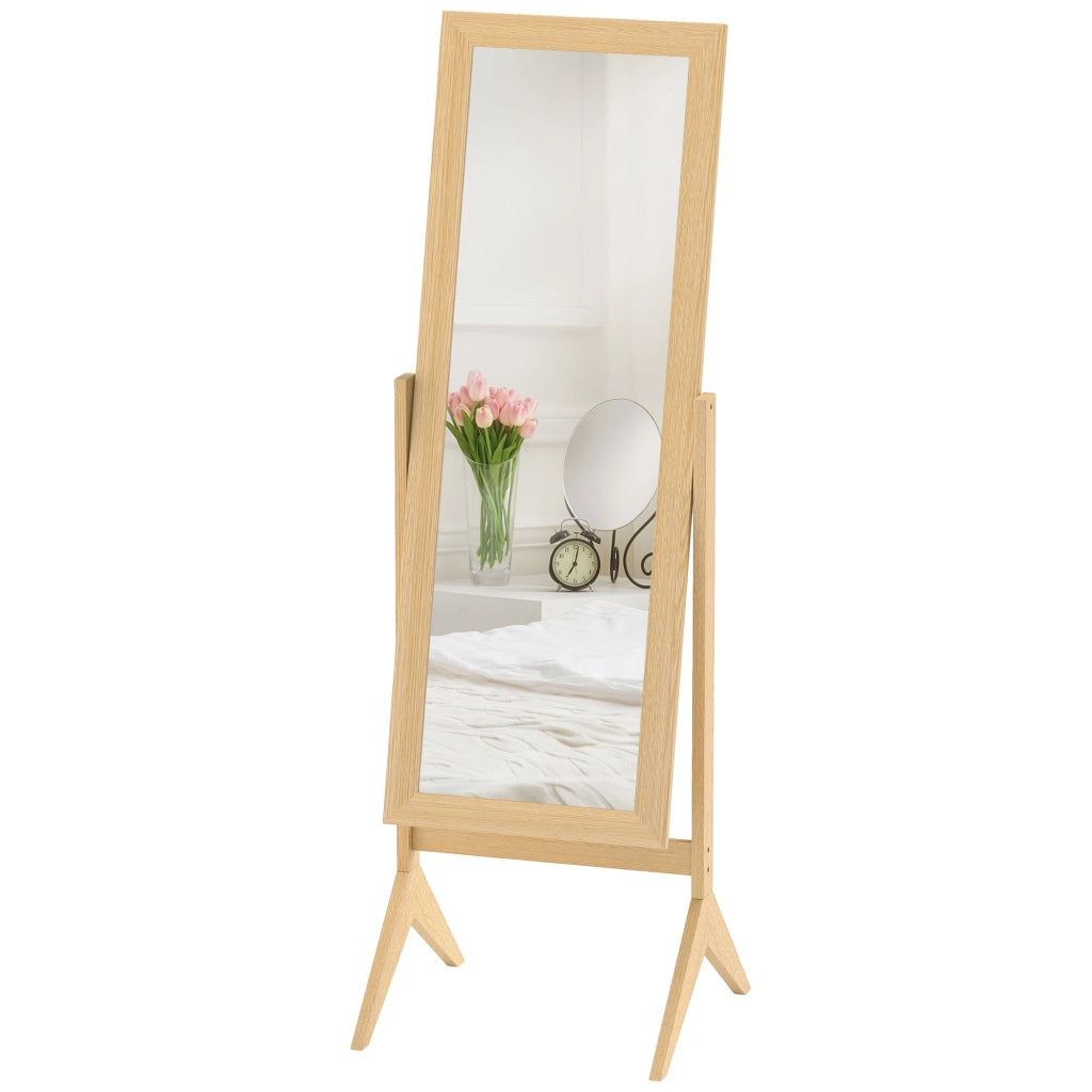 Per camera e camerino, grande specchio da terra in rovere 47 x 46 x 148 cm con inclinazione regolabile