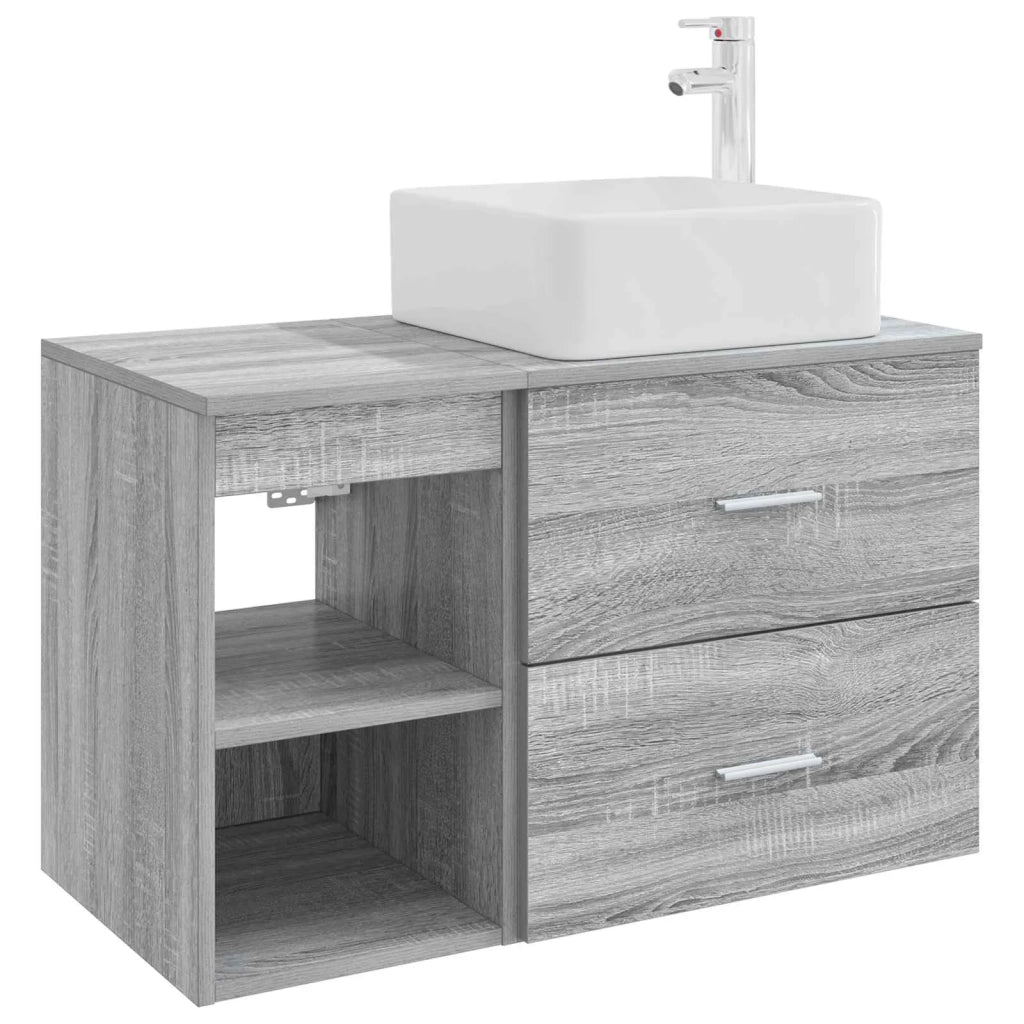 Set di mobili per il bagno 2 pz Sonoma grigio 3403901