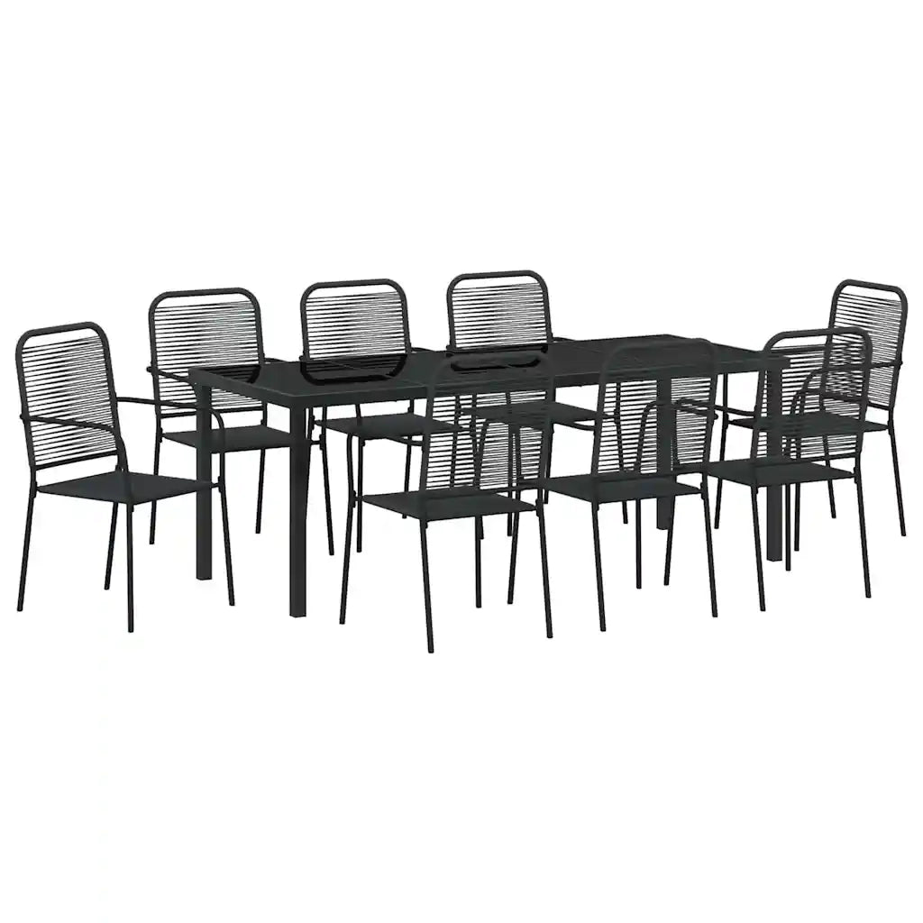 Set da Pranzo per Giardino 9 pcs Nero 3379162
