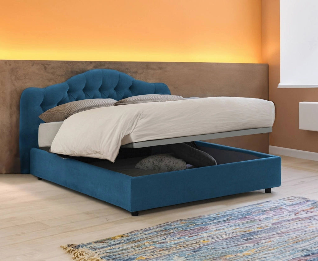 Letto Matrimoniale Alfer, Letto Matrimoniale Materasso Incluso Made in Italy, blu