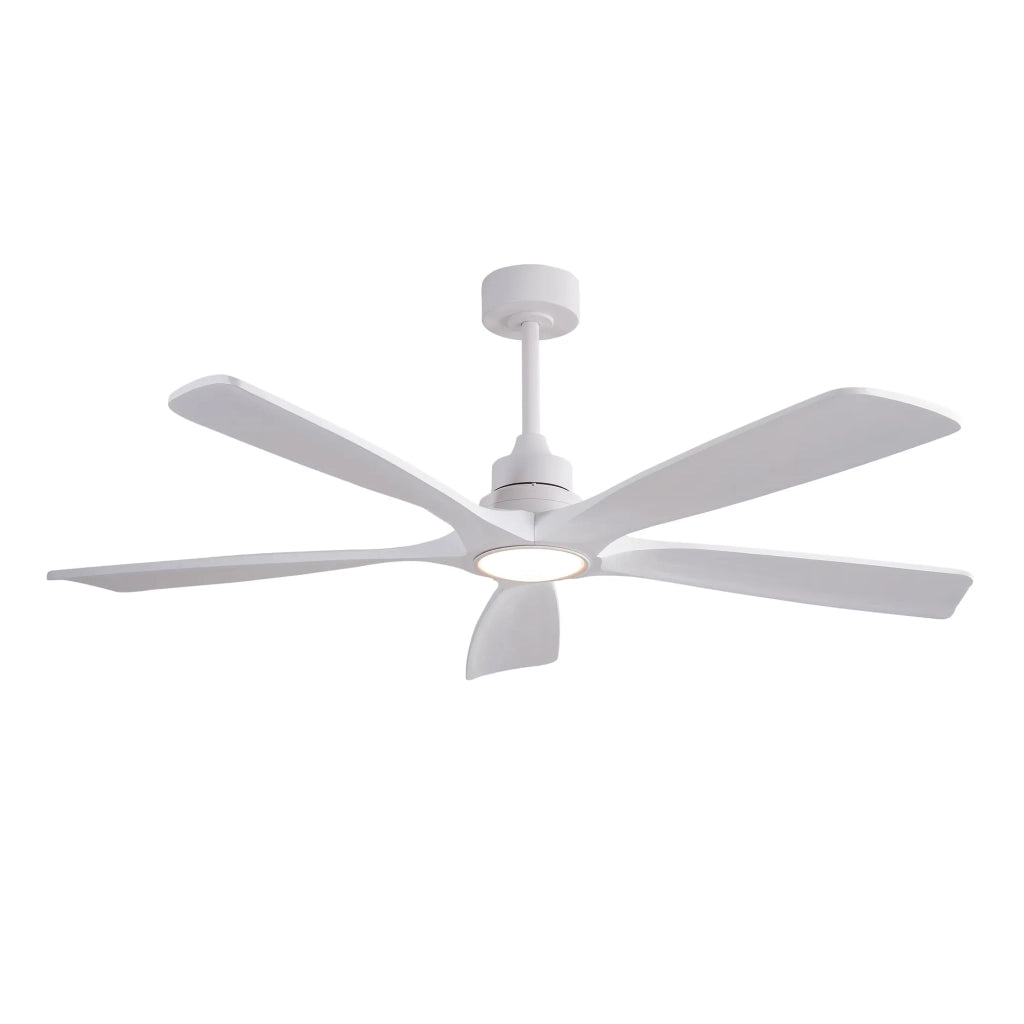 Ventilatore da soffitto 42 pollici bianco, 3 pale in legno massello rinforzate, motore DC reversibile, 6 velocità, 3CCT, memoria spegnimento, telecomando wireless