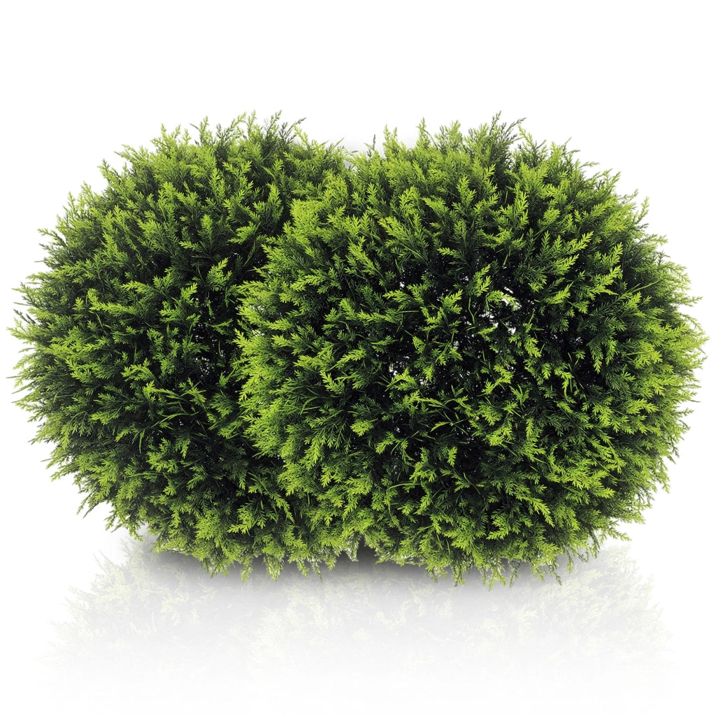 Set di 2 Piante Artificiali a Sfera con Foglie di Cedro per Casa e Giardino ?45 cm, Verde