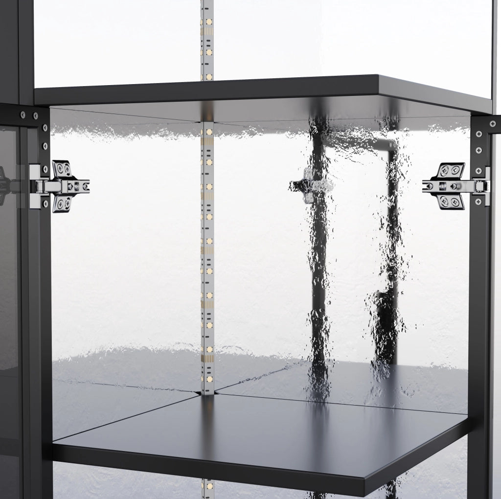 VETRINA Estraibile 64x42x112 cm con LED e Vetro ESG Nera