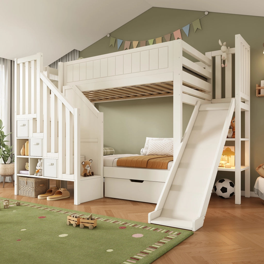 letto a castello legno bianco 90 x 200 cm