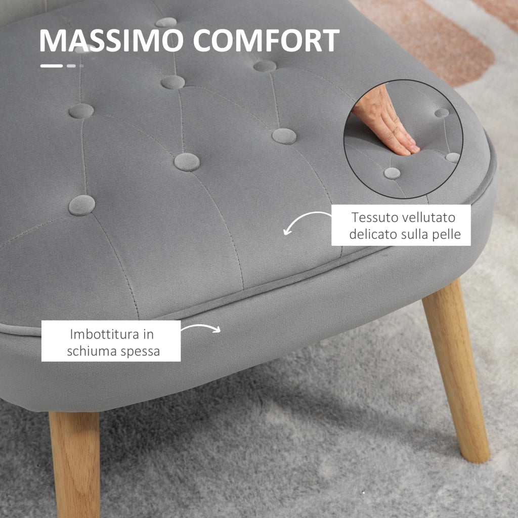 EasyComfort Sedia Moderna per Soggiorno e Sala da Pranzo con Seduta Imbottita e Tessuto Vellutato, 60x66x79 cm, Grigia
