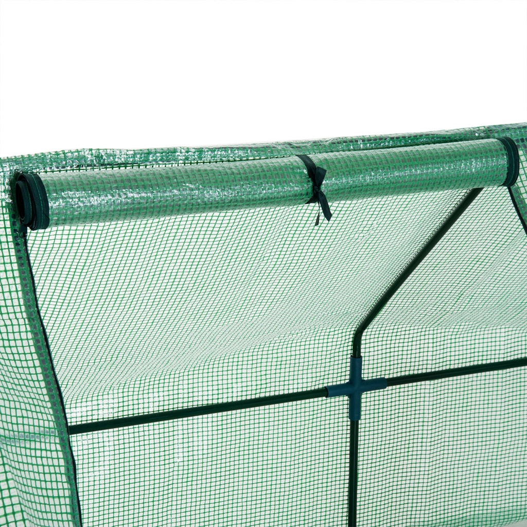 Serra da giardino con finestre arrotolabili; telo PE 140 g/m²; telaio in acciaio; verde; 270x90x90 cm