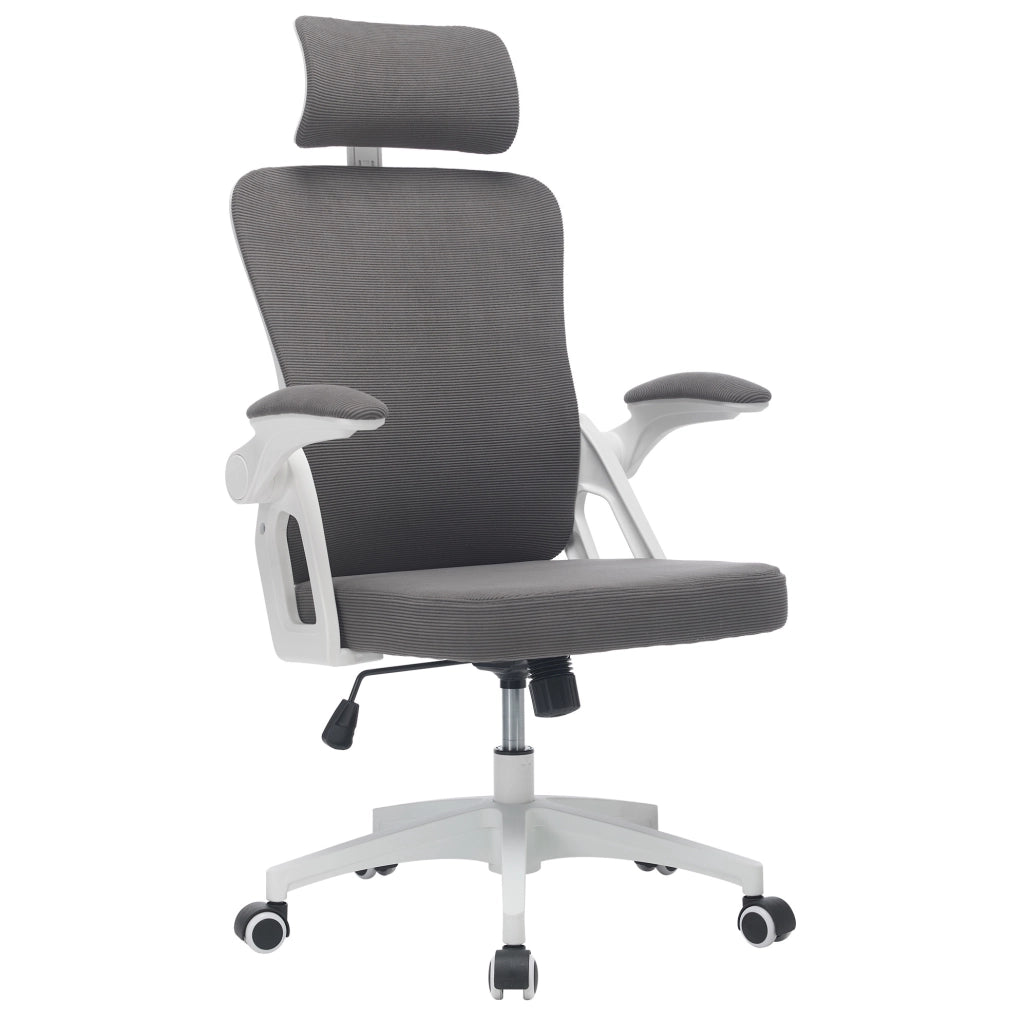 Sedia da ufficio ergonomica grigia con schienale in rete