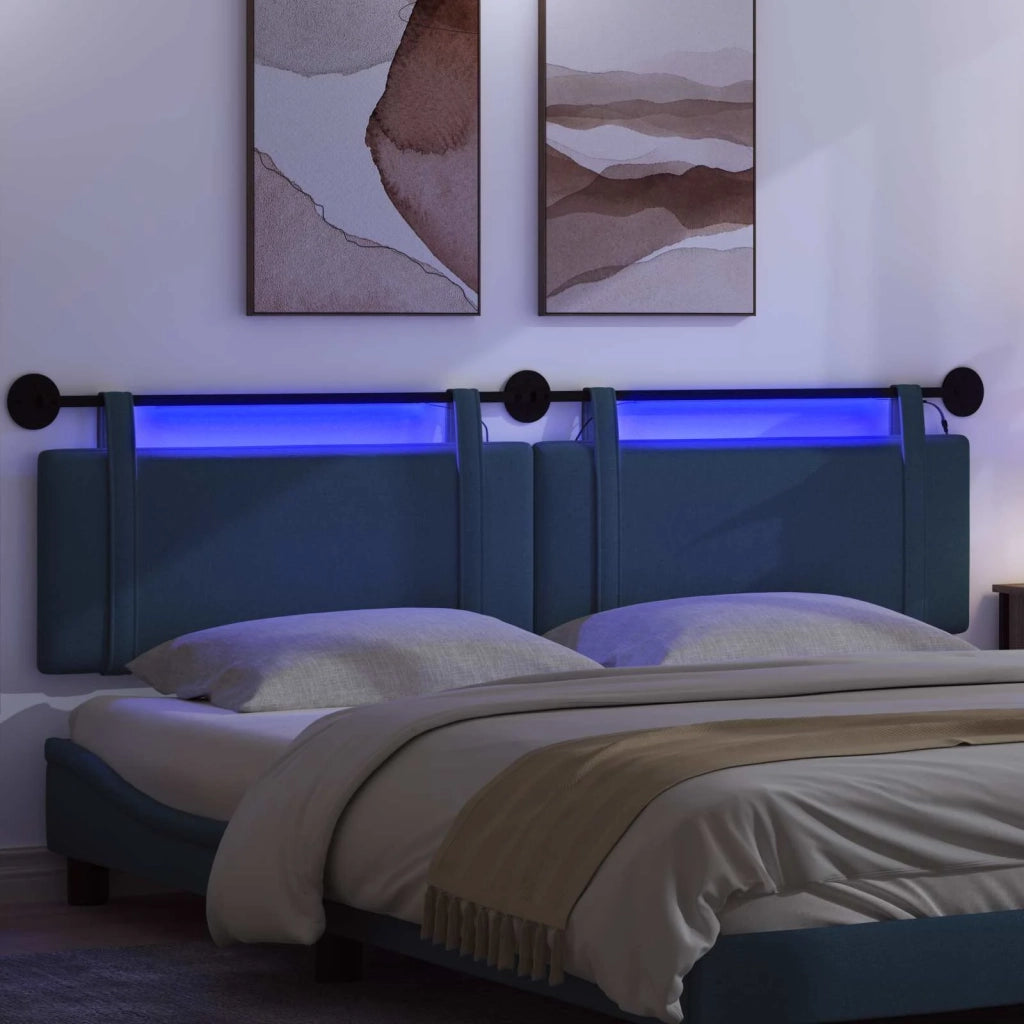 Testiera sospesa Con luce LED Blu Tessuto 3424035