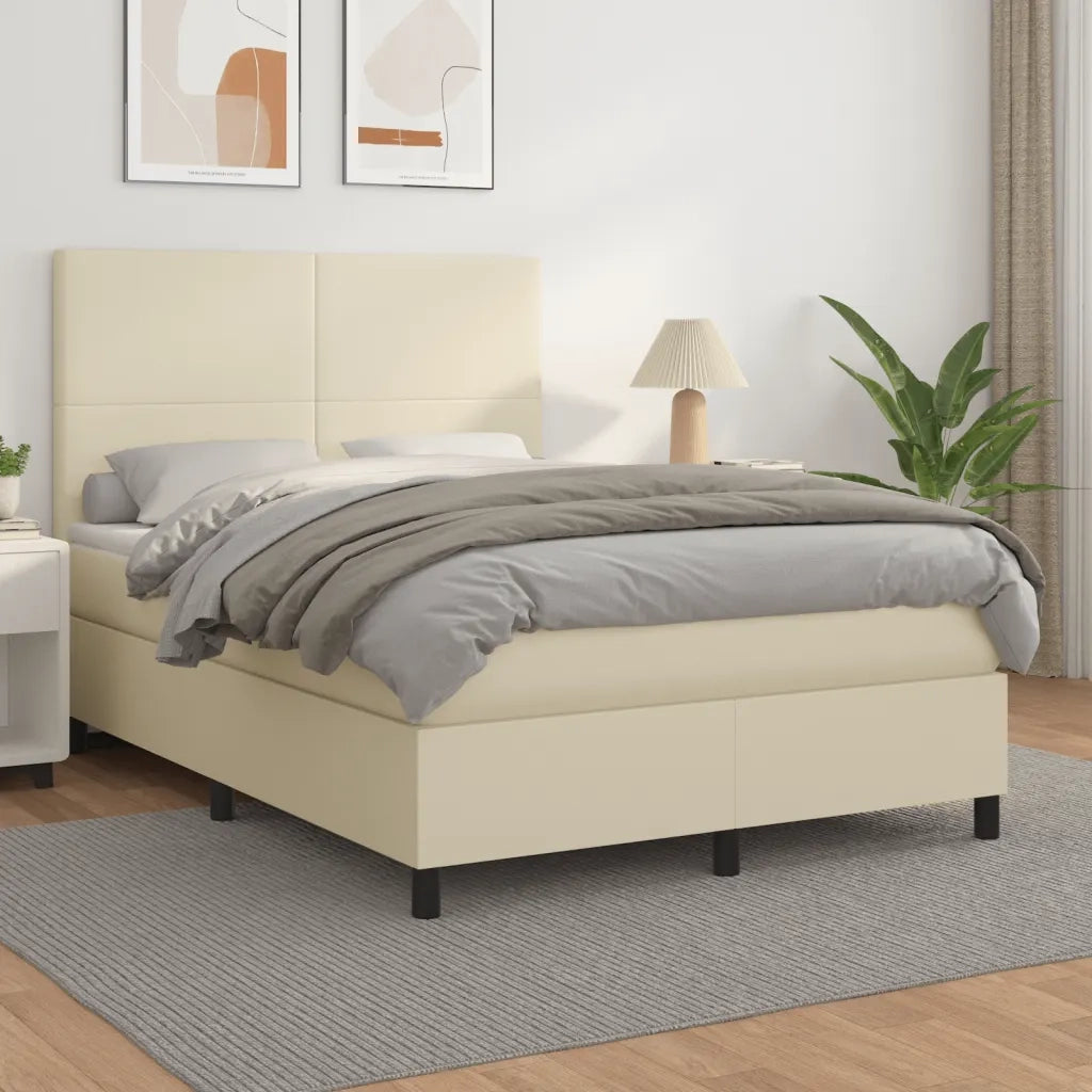 Giroletto a Molle con Materasso Crema 140x190 cm in Similpelle 3142721