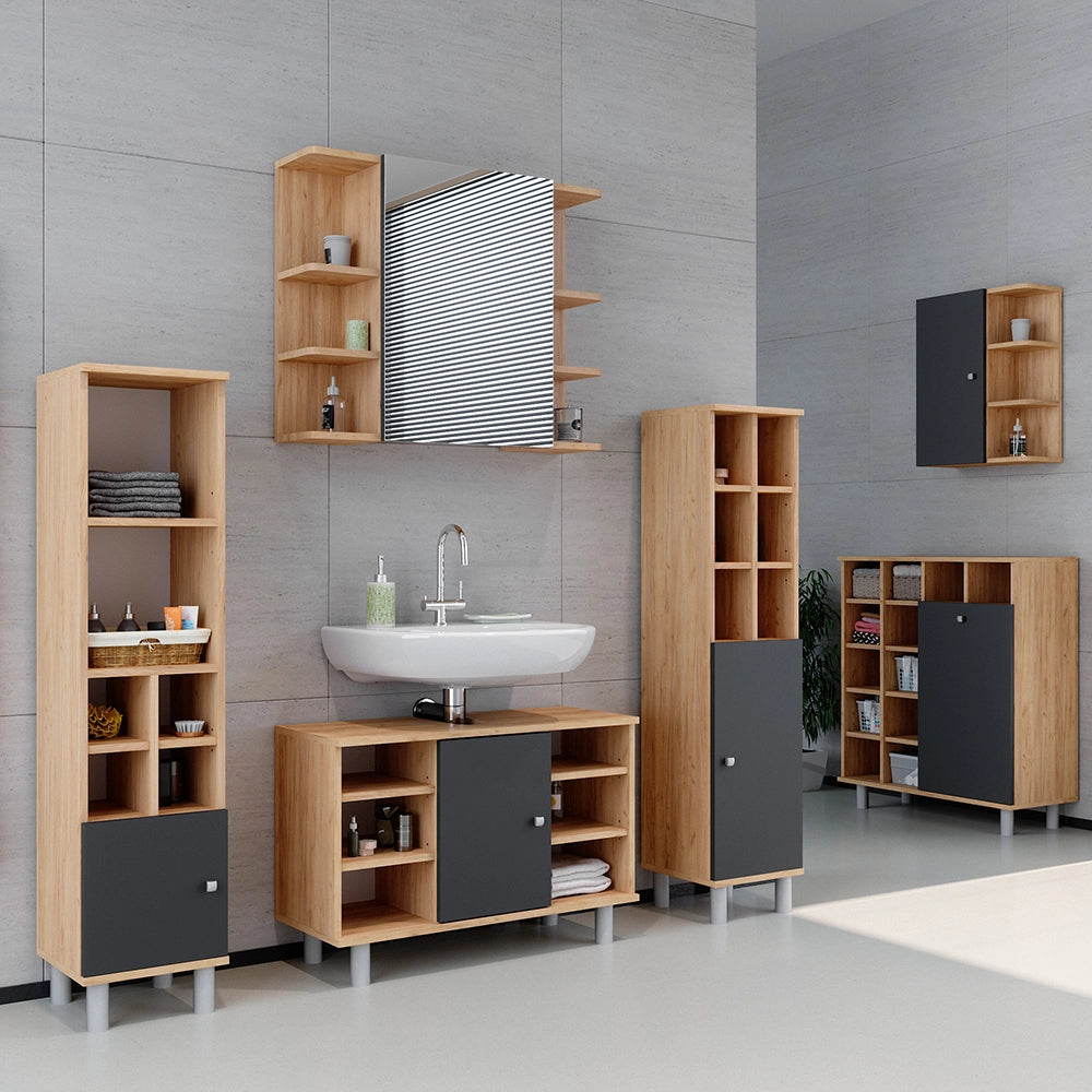 Vicco Set mobili bagno Quercia dorata 3 parti