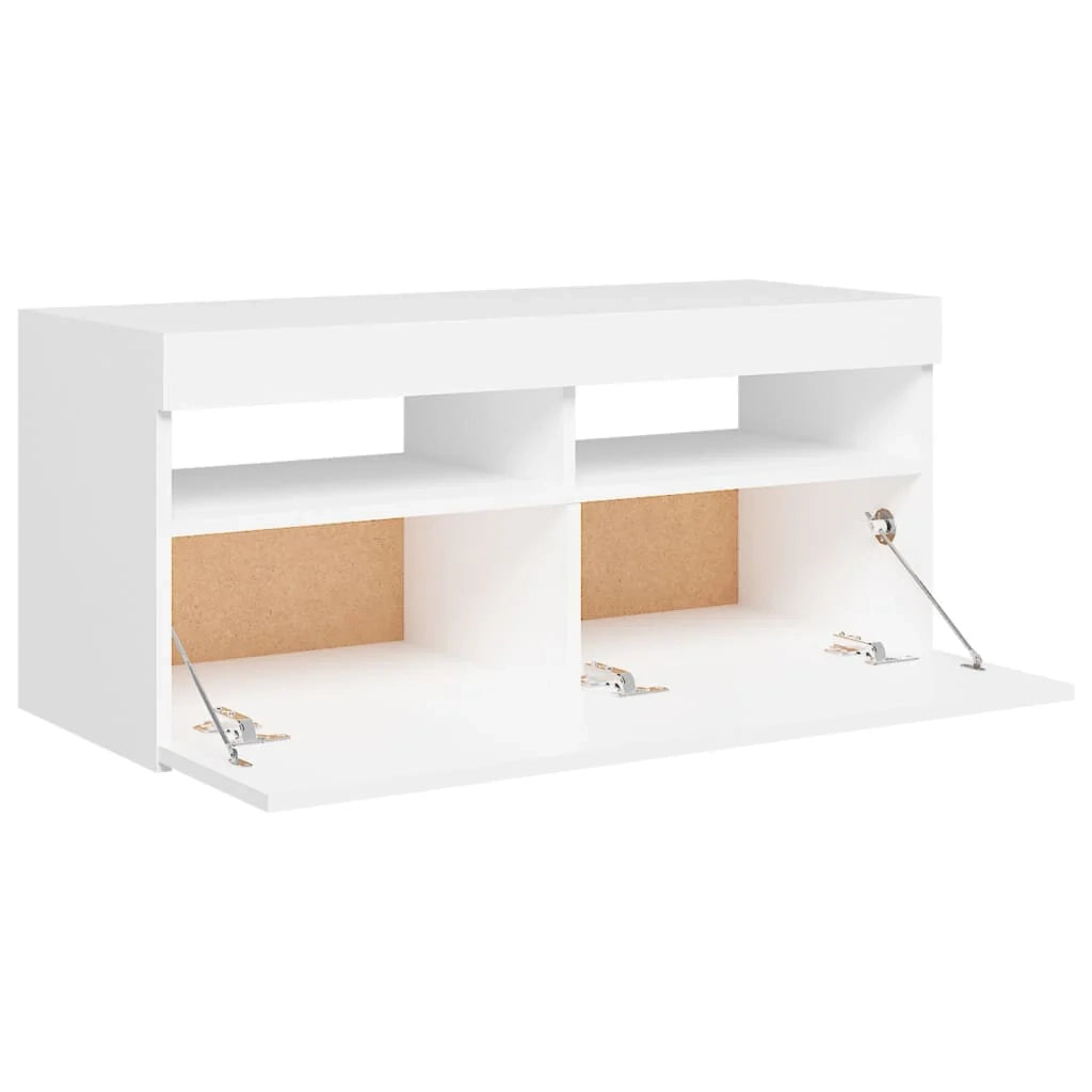 Mobile TV multimediale mensola TV credenza mobile TV per sala da pranzo soggiorno camera da letto con luci LED 90 x 35 x 40 cm bianco 02_0026621