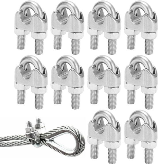 Caviattivanti in acciaio - Inox - Recinzione Giardino - 10 pezzi Caviattivanti M3 in acciaio inox 304 per cavi in acciaio M4 caviattivanti in acciaio con boccole di chiusura in acciaio inox con boccole di chiusura per recinzione giardino.