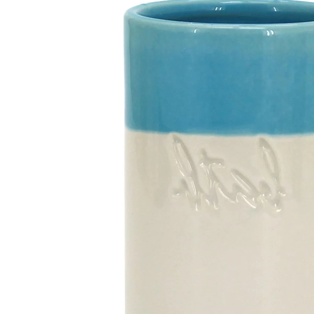 Bicchiere in ceramica blu/bianco - serie Bath