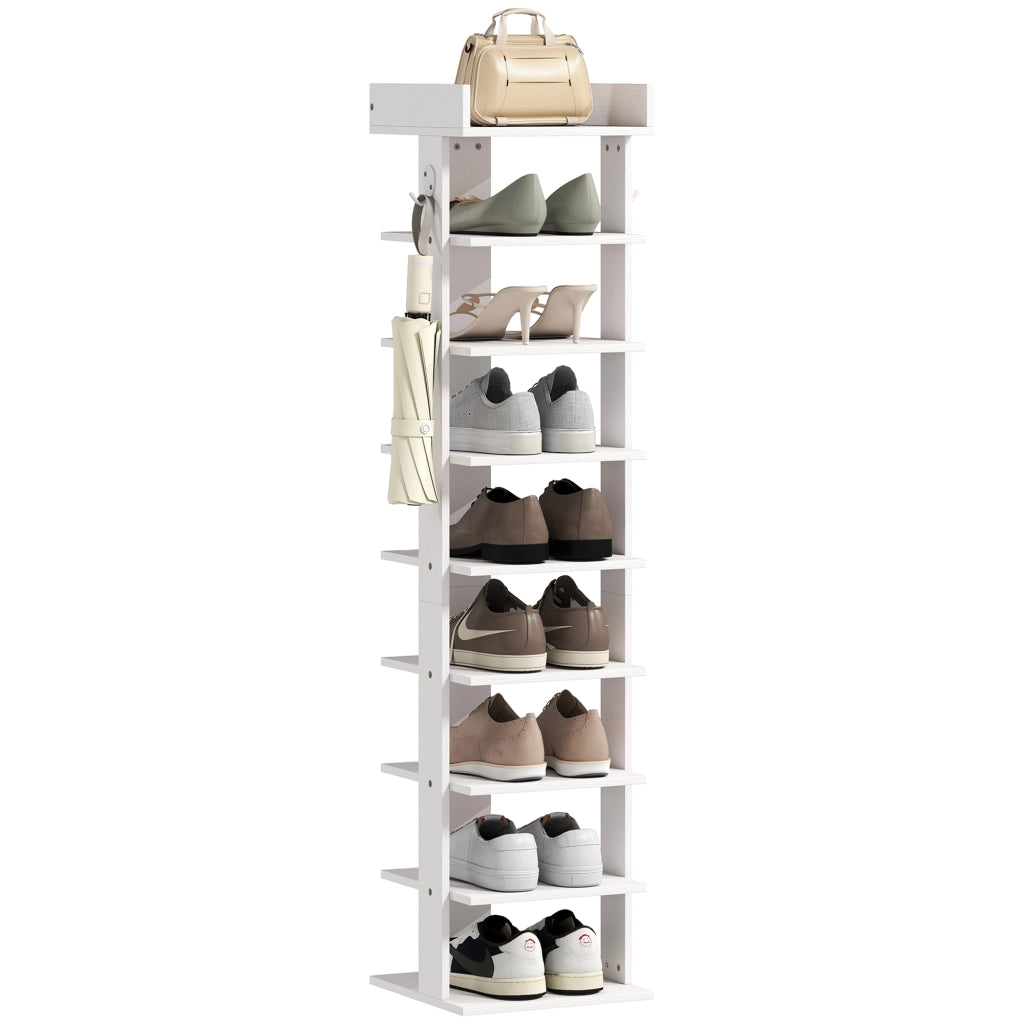 Scarpiere a 9 livelli con ripiano superiore e 2 ganci ¨C Minimal ¨C bianco 30x30x128,4cm