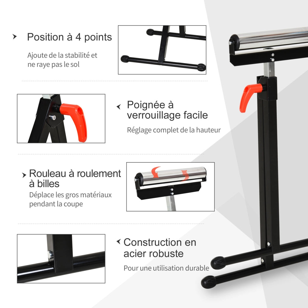 Tavolo da lavoro pieghevole con rullo ¨C Minimal ¨C Nero, 68-110 cm