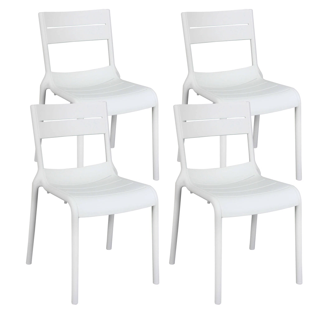 Oviala - Set di 4 sedie da giardino in plastica bianca