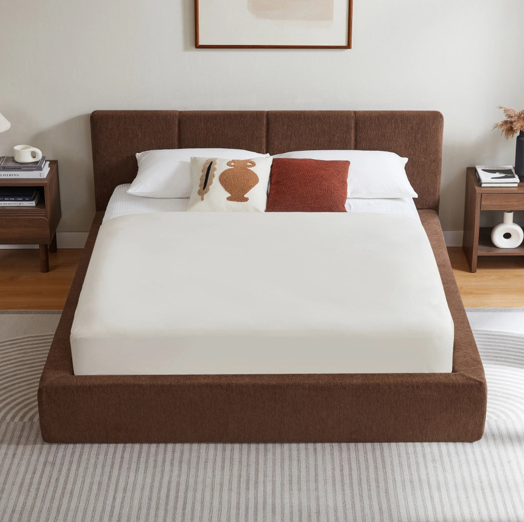 Telaio letto 160x200 cm con testiera imbottita e struttura in acciaio rinforzato, senza materasso