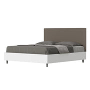 BS COM Letto matrimoniale contenitore 160x190 bianco frassino testata similpelle cappuccino