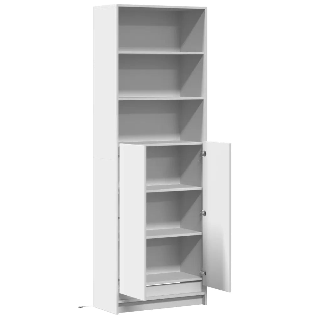 Credenza con LED-Buffet-Armadio da cucina Bianca 69x32,5x200 cm in Truciolato