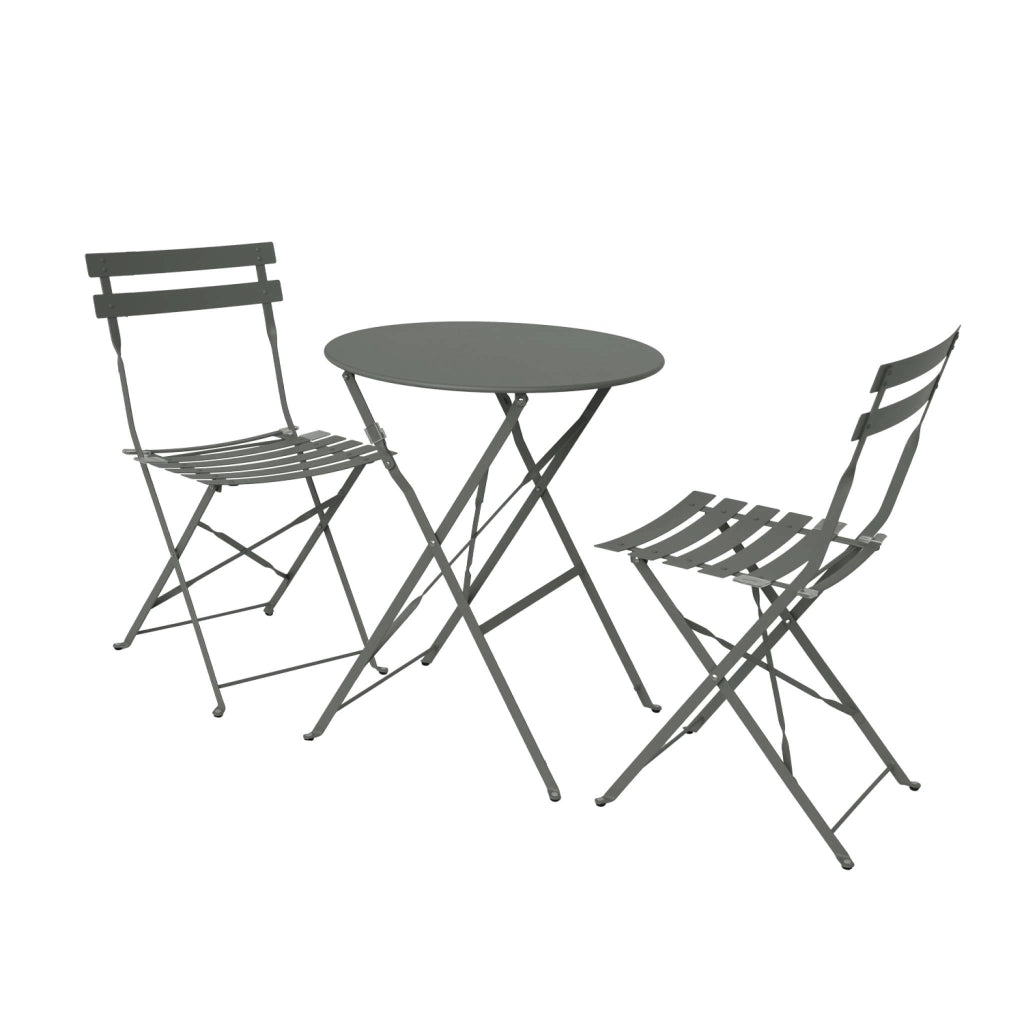 Set tavolo da giardino bistrot pieghevole in acciaio con 2 sedie,