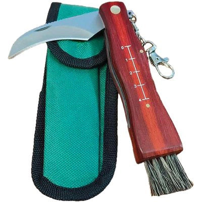 COLTELLO SERRAMANICO X FUNGHI - INOX/LEGNO + SPAZZOLINO CM 19 + FODERO- 3 pezzi