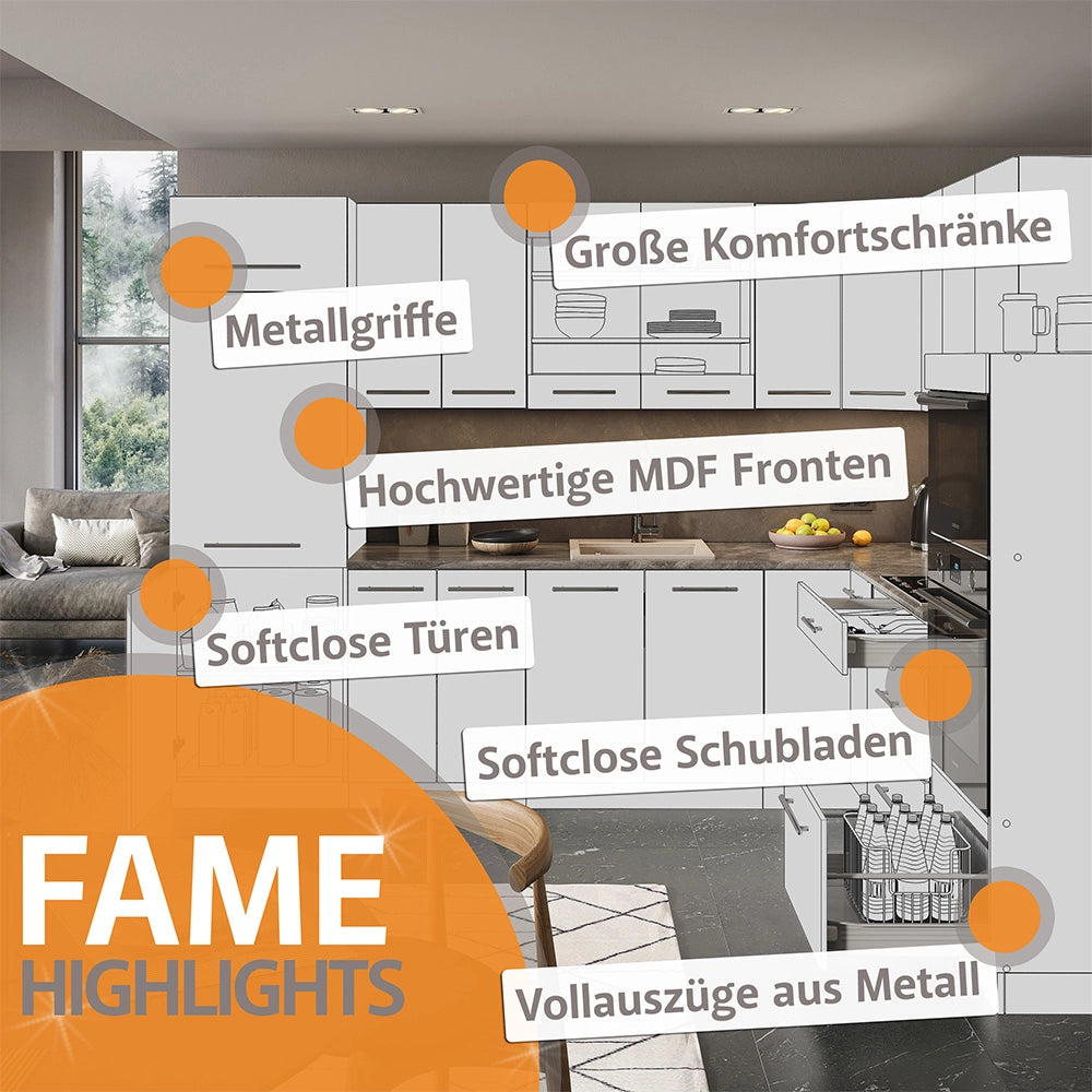 Mobiletto base per cucina Fame-Line GrigioBeige/Rovere dorato 80 cm, PL Rovere Vicco