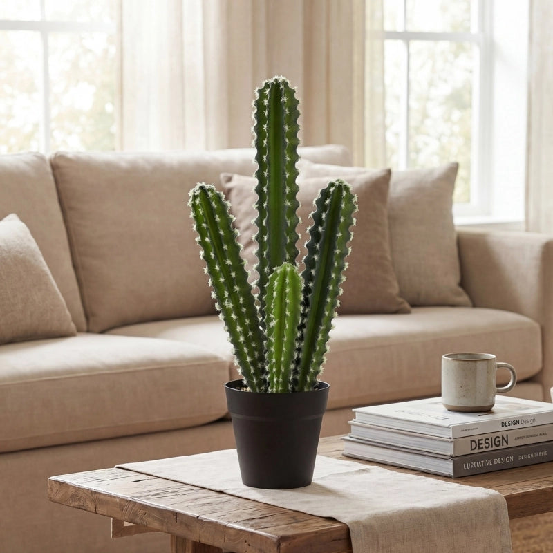 Cactus artificiale in vaso decorativo verde in plastica per soggiorno ufficio e ingresso Ø 13 × 53 H cm