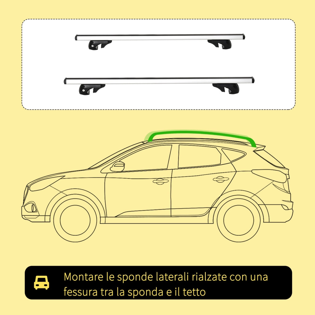 Barre Portatutto per Auto ¨C Zephmum ¨C Alluminio Argento 135.3x5.7x7 cm