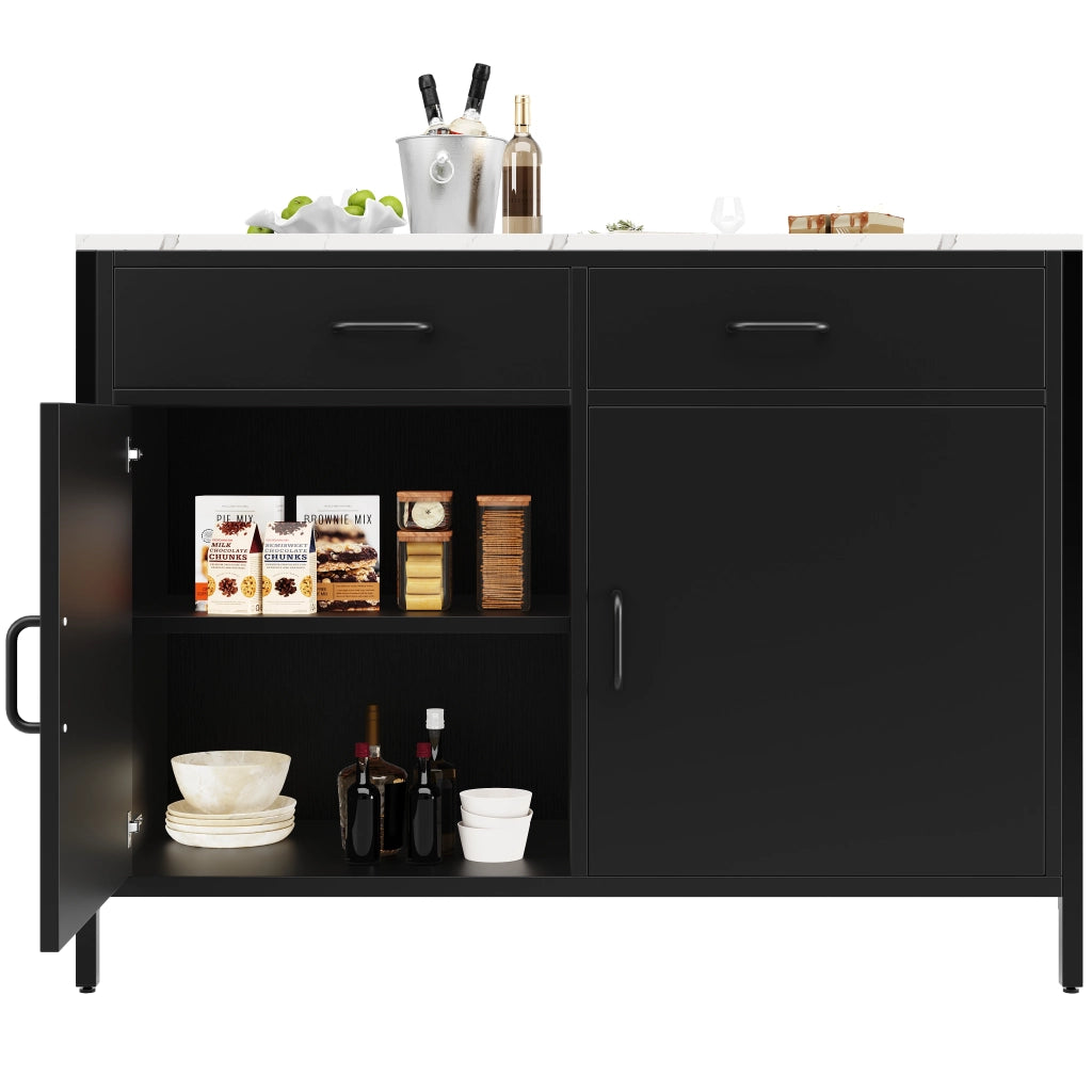 Isola cucina con ruote 120 x 40 x 95 cm; piano ribaltabile in MDF e metallo; nero con effetto legno