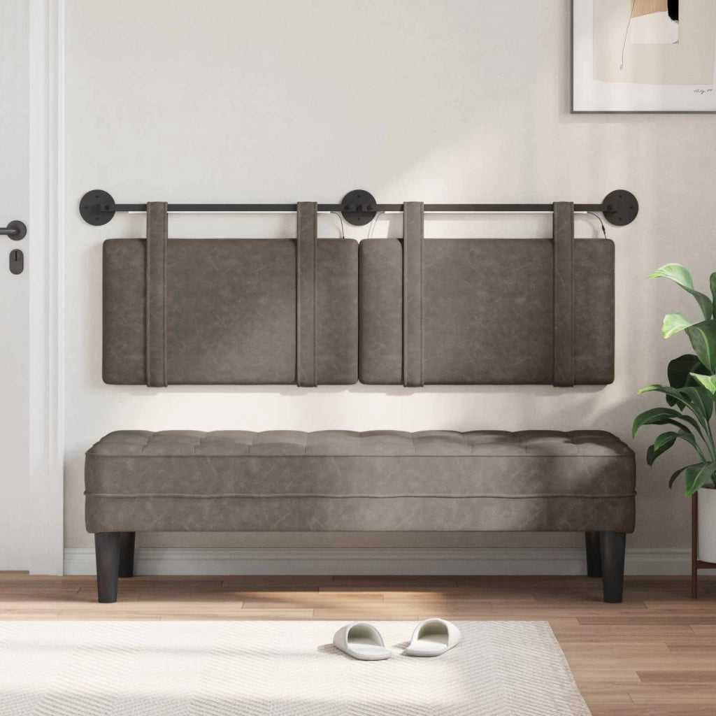Testiera sospesa Con luce LED Grigio PU Antico 3423951