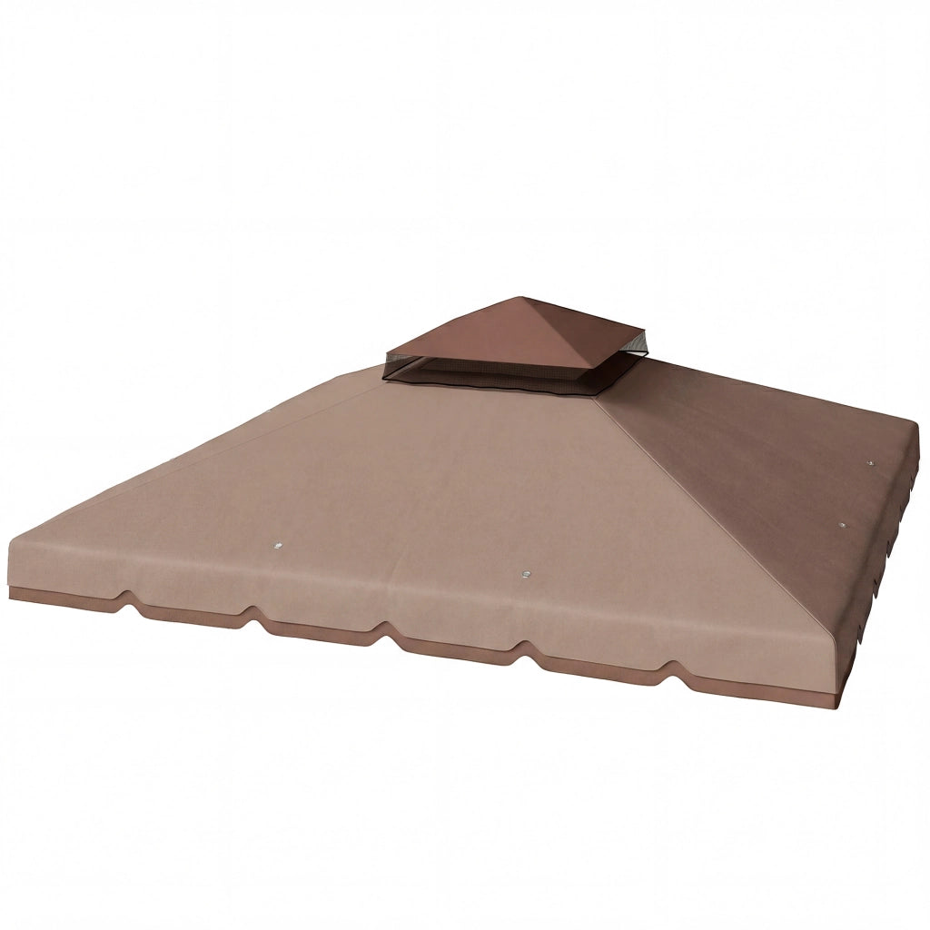 Telo di Ricambio per Gazebo 3x3m ¨C Xylo ¨C Doppio Tetto con Fori Drenaggio UPF 30+ Beige
