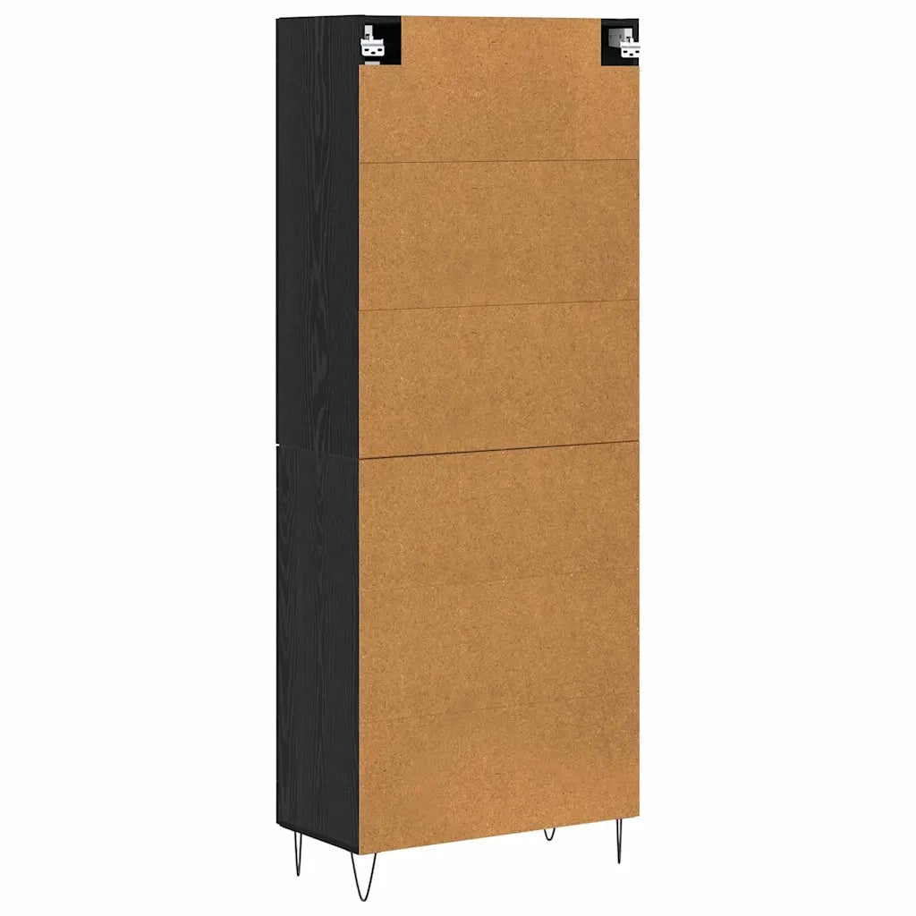Credenza | Madia | Buffet da pranzo | Armadio da pranzo Rovere Nero 69,5 x 34 x 180 cm Legno multistrato