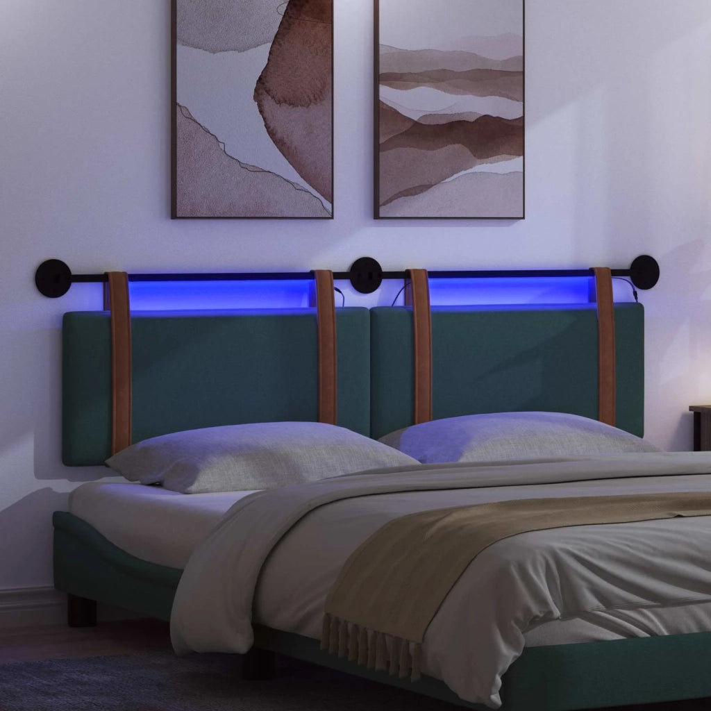 Testiera | Testata sospesa Con luce LED Verde Scuro PU Antico