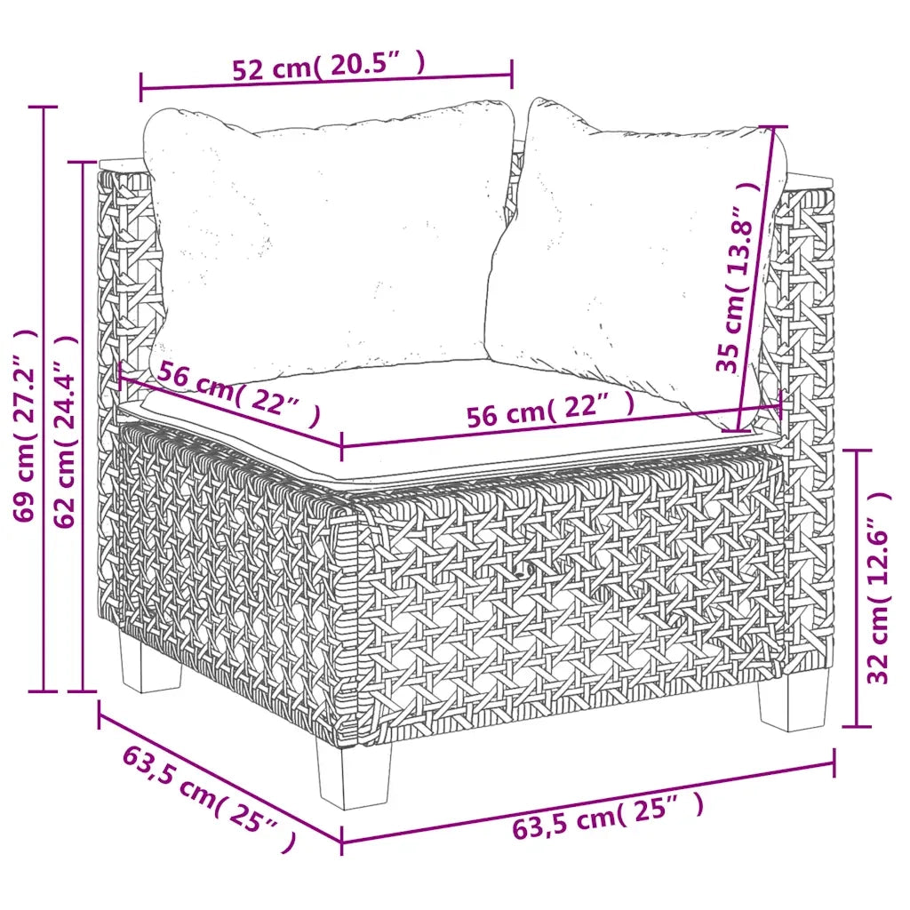 Set Divano da Giardino 6 pz con Cuscini Beige in Polyrattan 3261862