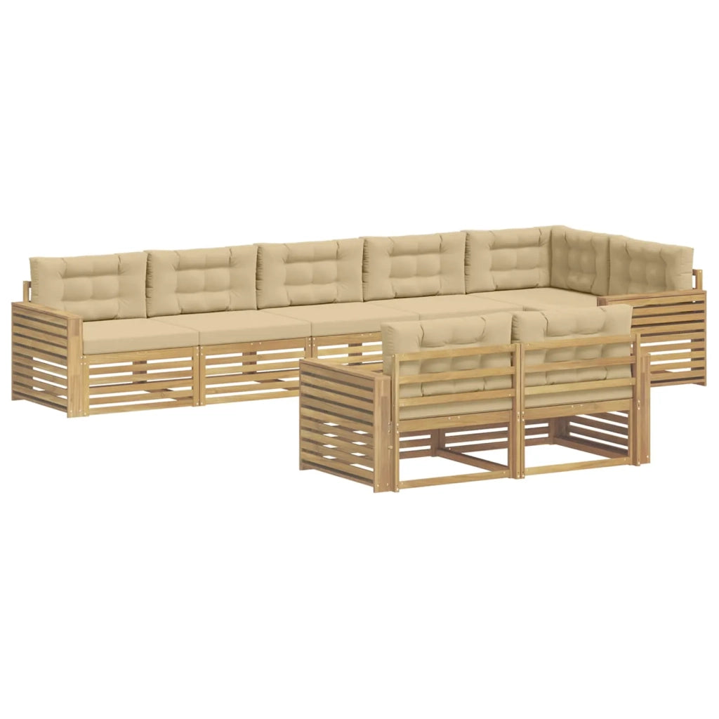 Set di divani da esterno 8 pz Bianco e Beige Poliestere 3390693