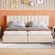 Letto Matrimoniale 180x200 Beige con Contenitore Idraulico e Testiera Regolabile